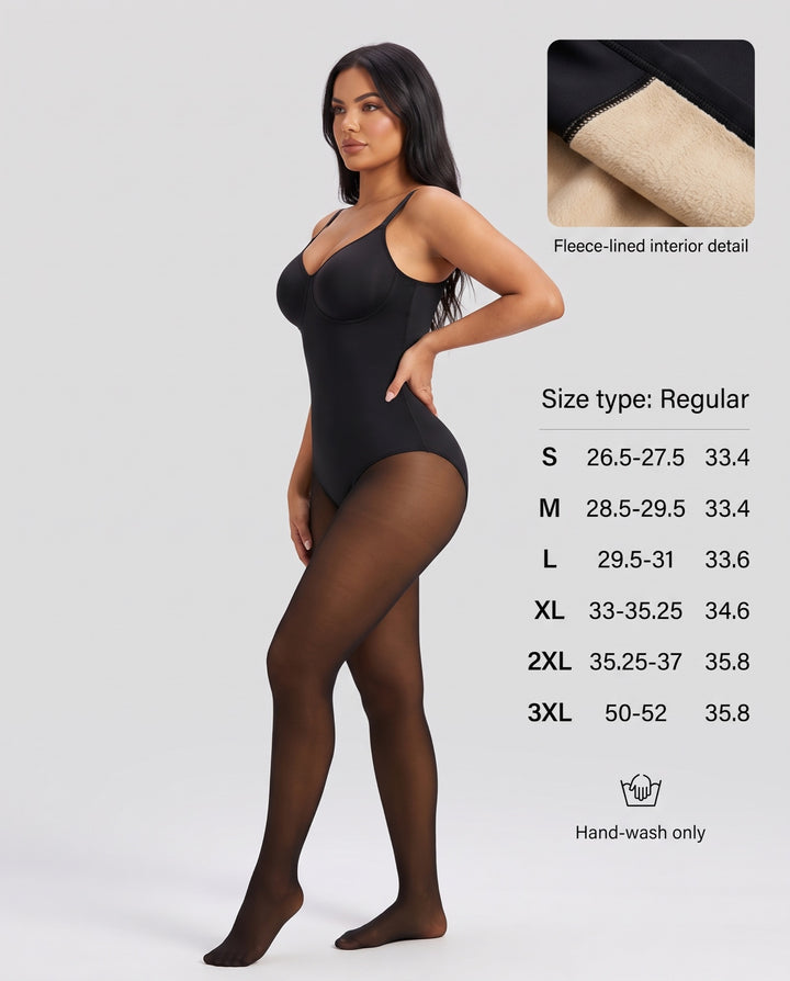 Snatched Fleece-Lined Tights Bodysuit - NOÉLLA