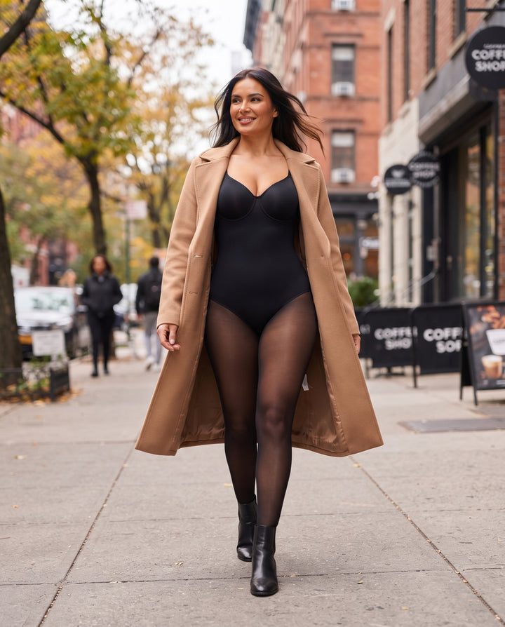 Snatched Fleece-Lined Tights Bodysuit - NOÉLLA
