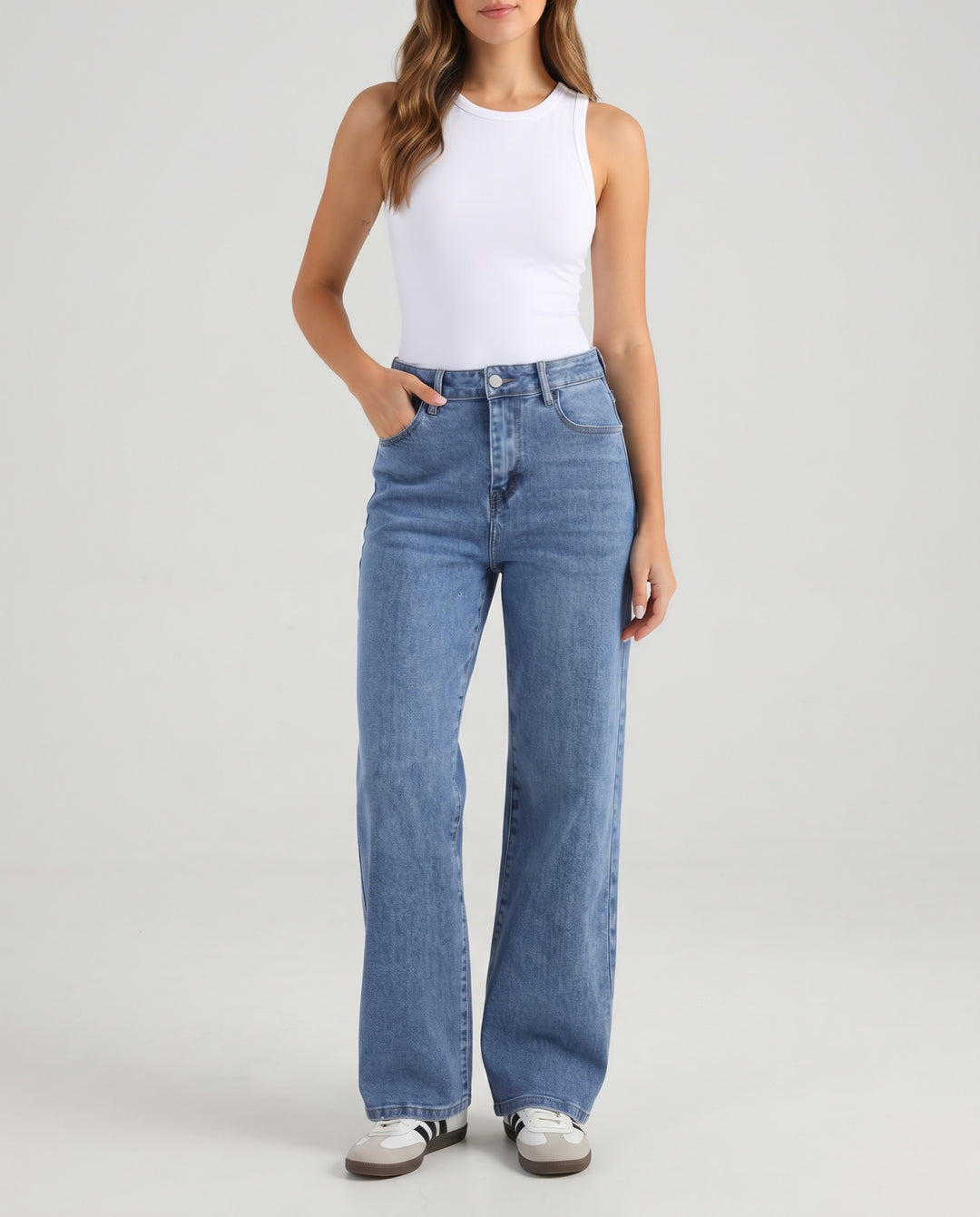 High-Waist Wide-Leg Stretch Jeans - NOÉLLA