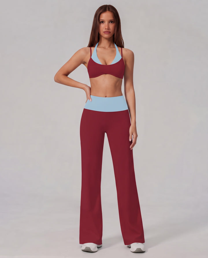 Color-Block Halter Workout Set - NOÉLLA
