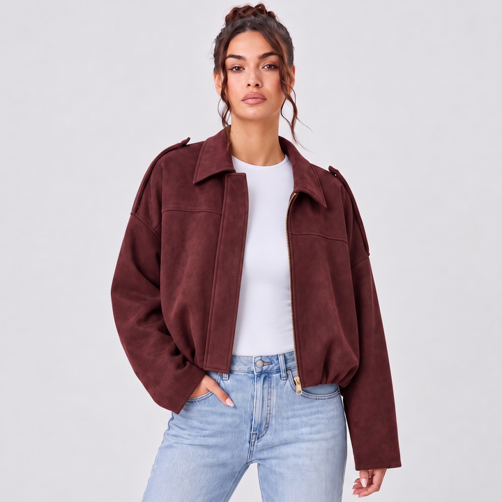 NOÉLLA Suede Jacket in Burgundy - NOÉLLA