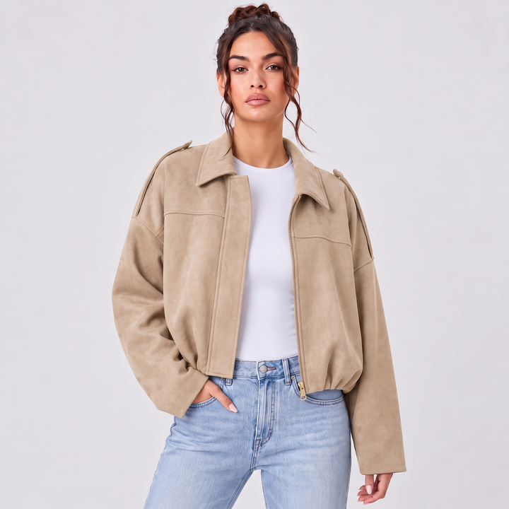 NOÉLLA Suede Jacket in Beige - NOÉLLA
