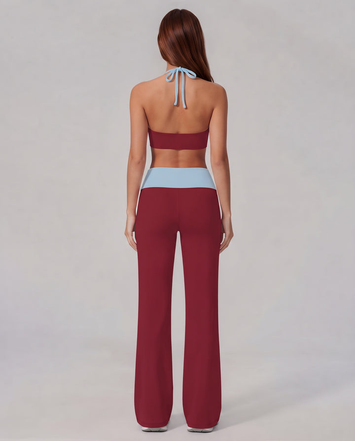 Color-Block Halter Workout Set - NOÉLLA