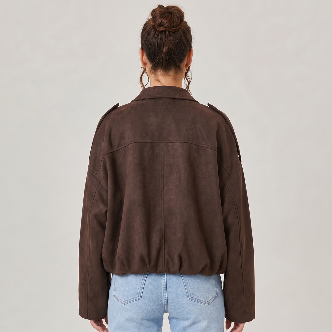 NOÉLLA Suede Bomber Jacket