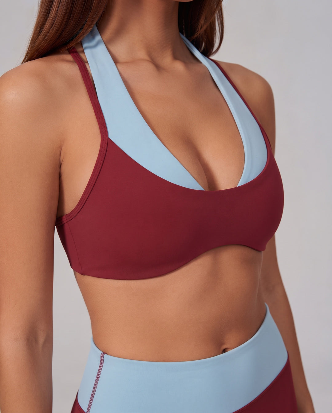 Color-Block Halter Workout Set - NOÉLLA