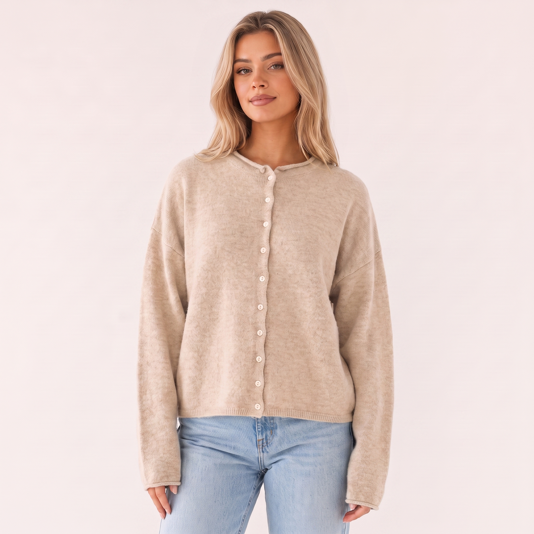 NOÉLLA Vintage Rolled Hem Cardigan