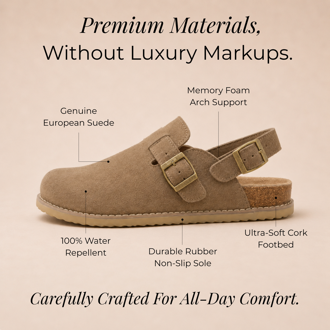 NOÉLLA Genuine Suede Strap-Back Clogs