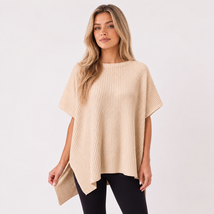 NOÉLLA Oversized Short Sleeve Sweater in Beige - NOÉLLA