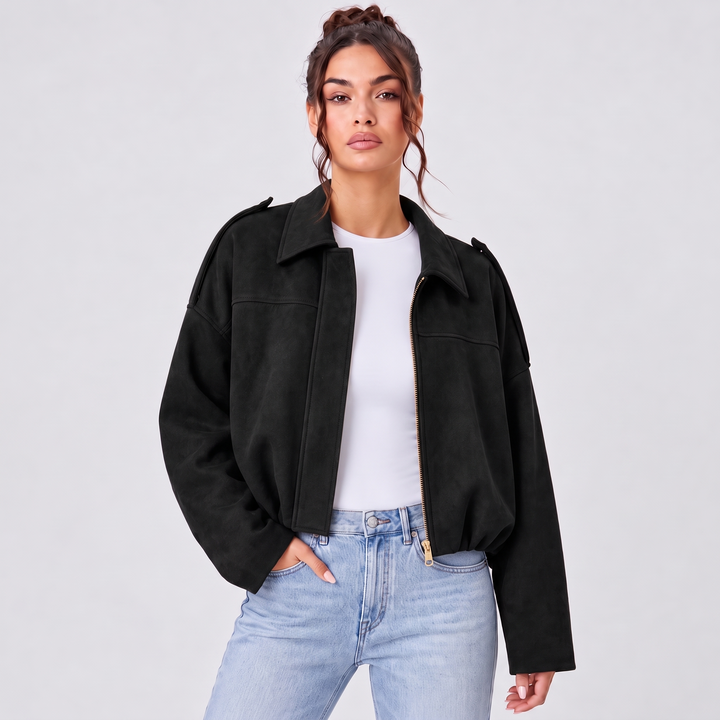 NOÉLLA Suede Jacket in Black - NOÉLLA