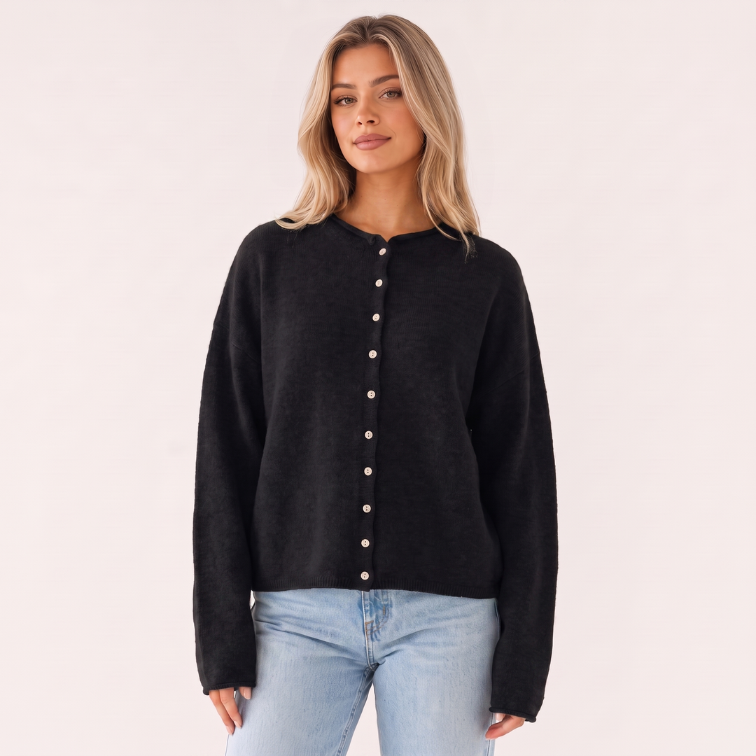 NOÉLLA Vintage Rolled Hem Cardigan