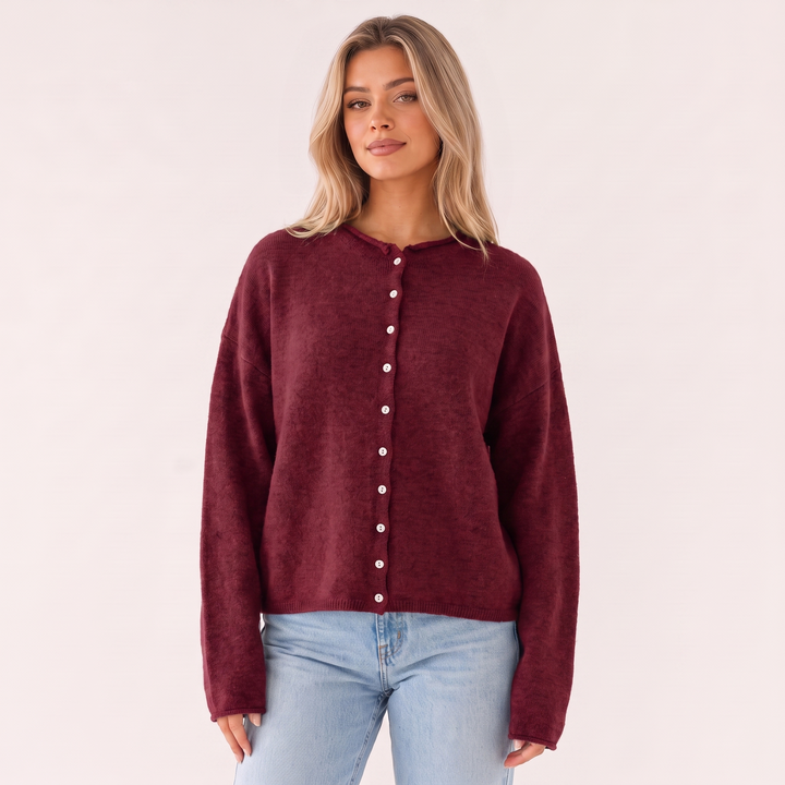 NOÉLLA Vintage Rolled Hem Cardigan