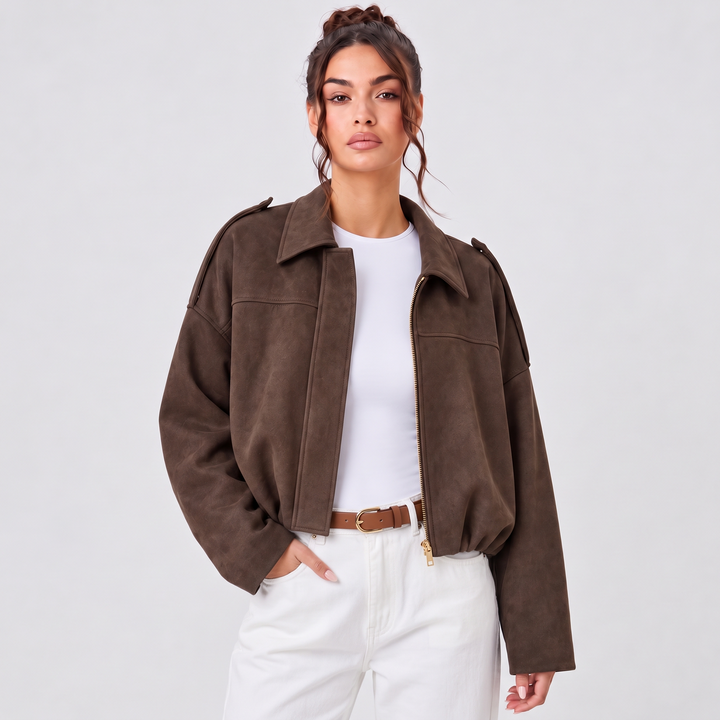 NOÉLLA Suede Jacket in Coffee - NOÉLLA