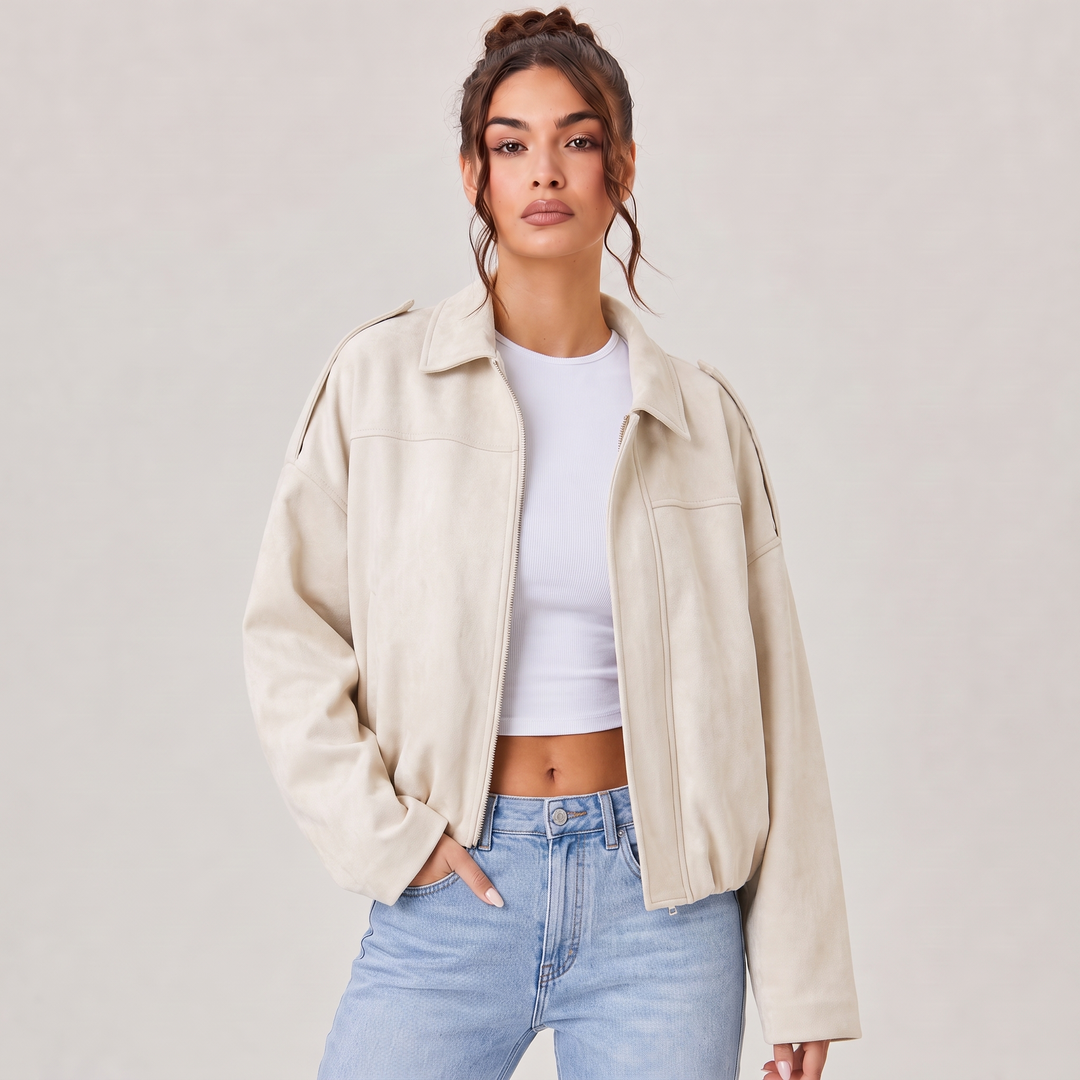NOÉLLA Suede Bomber Jacket