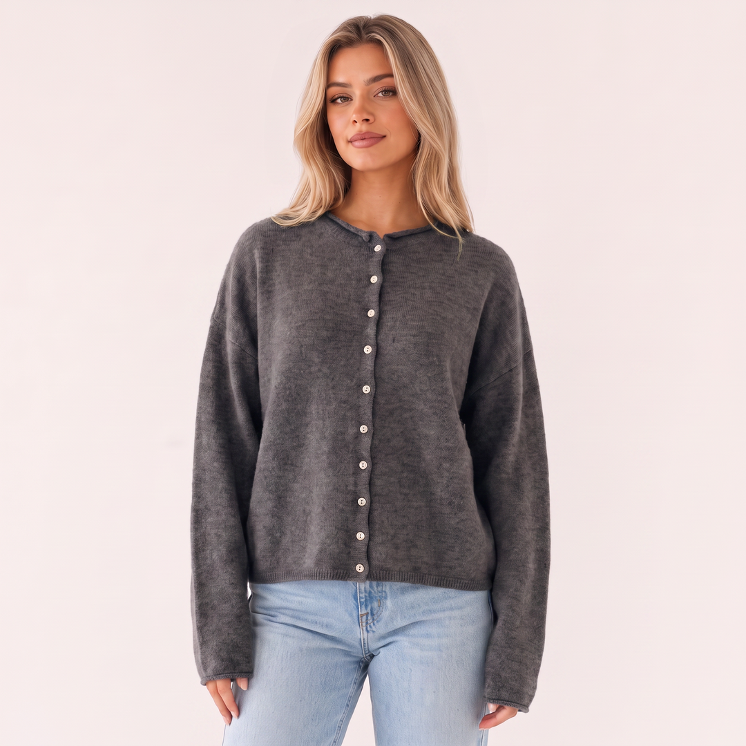 NOÉLLA Vintage Rolled Hem Cardigan