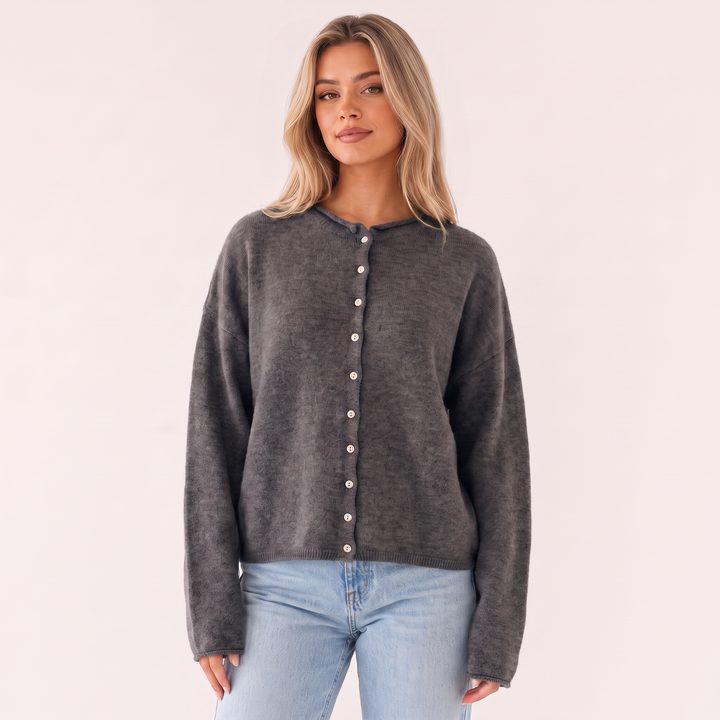 NOÉLLA Vintage Rolled Hem Cardigan
