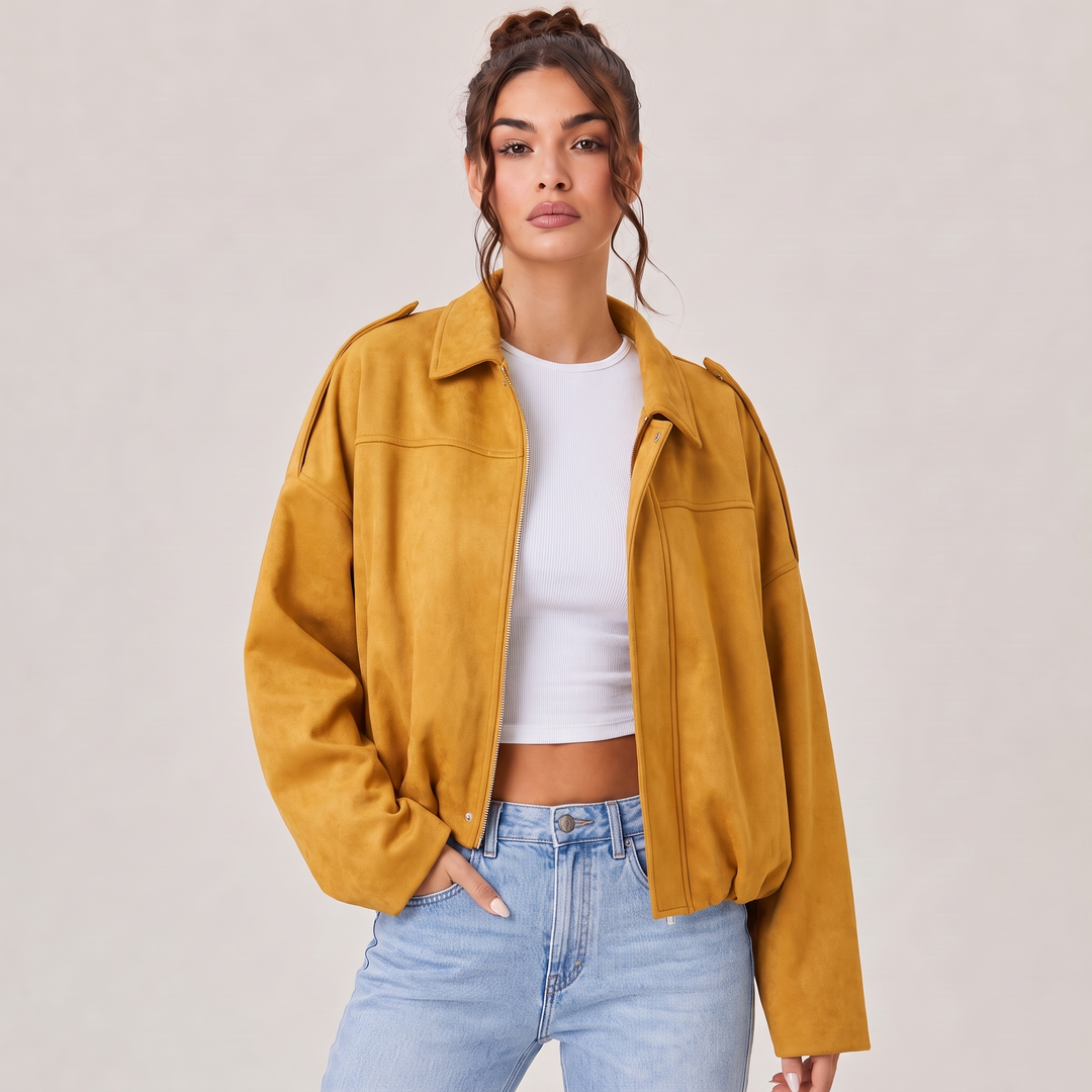NOÉLLA Suede Bomber Jacket