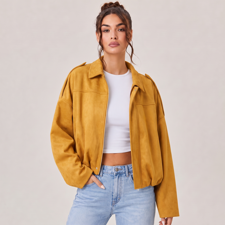 NOÉLLA Suede Bomber Jacket