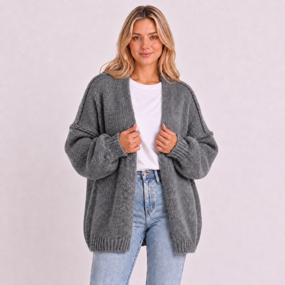 NOÉLLA Oversized Knit Cardigan in Gray - NOÉLLA