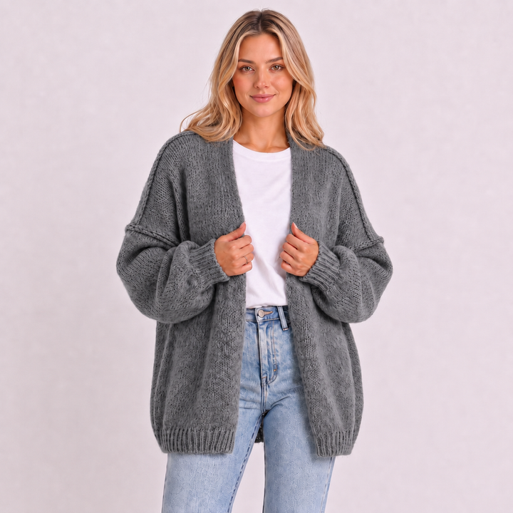 NOÉLLA Oversized Knit Cardigan in Gray - NOÉLLA