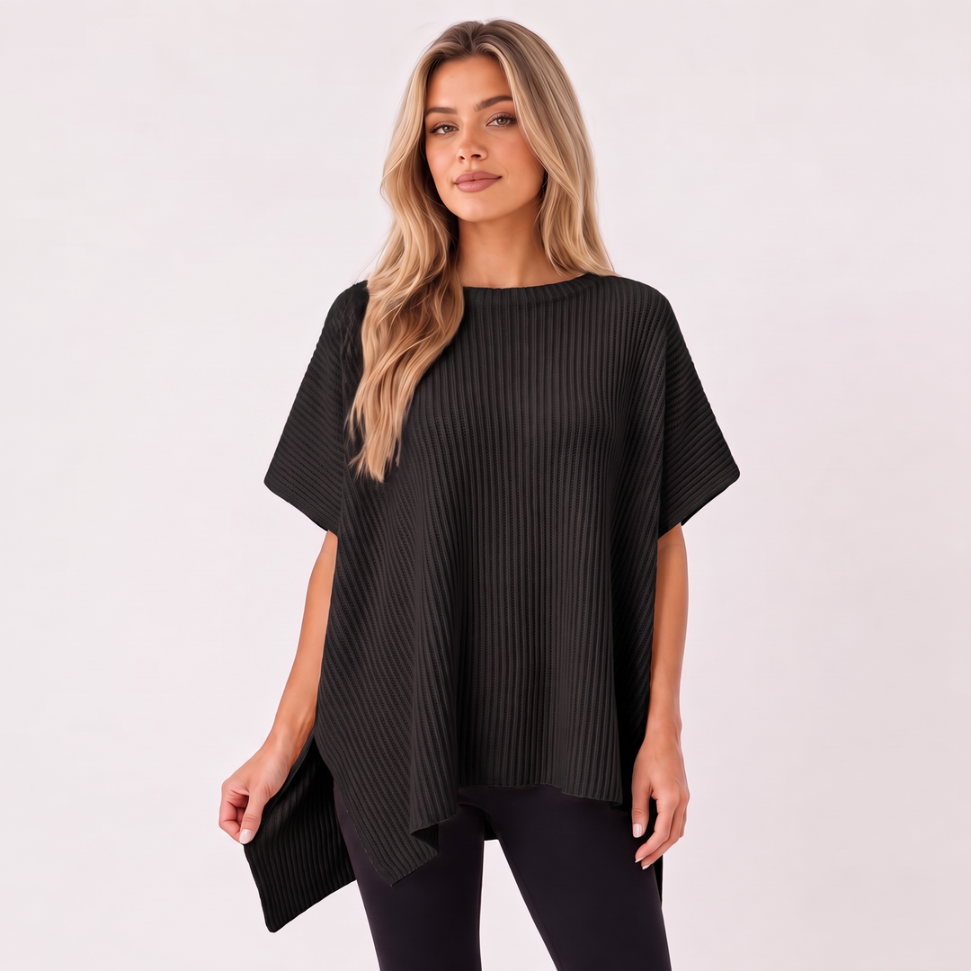NOÉLLA Oversized Short Sleeve Sweater in Black - NOÉLLA