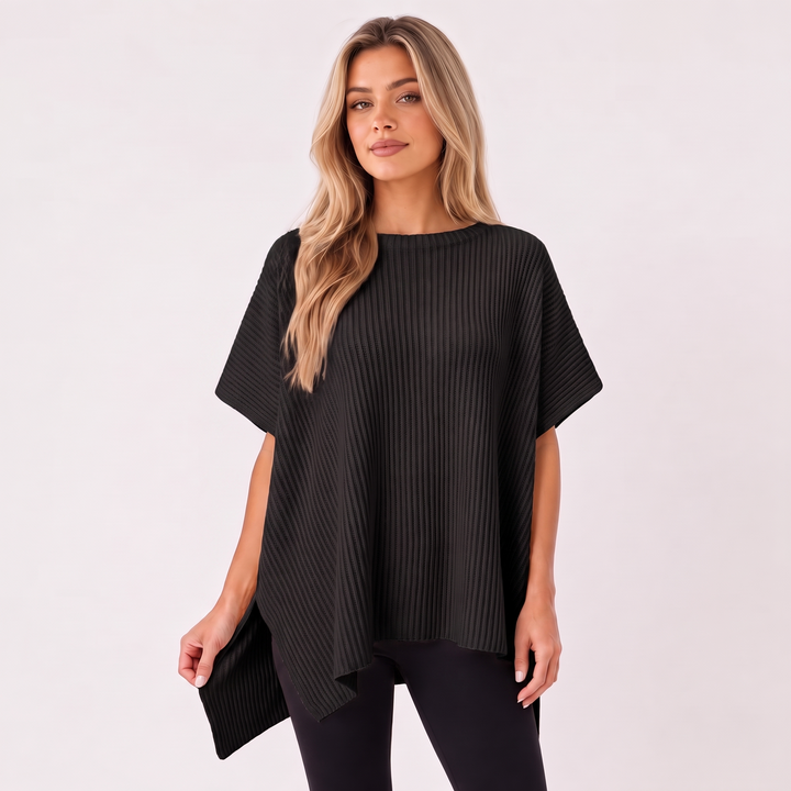 NOÉLLA Oversized Short Sleeve Sweater in Black - NOÉLLA