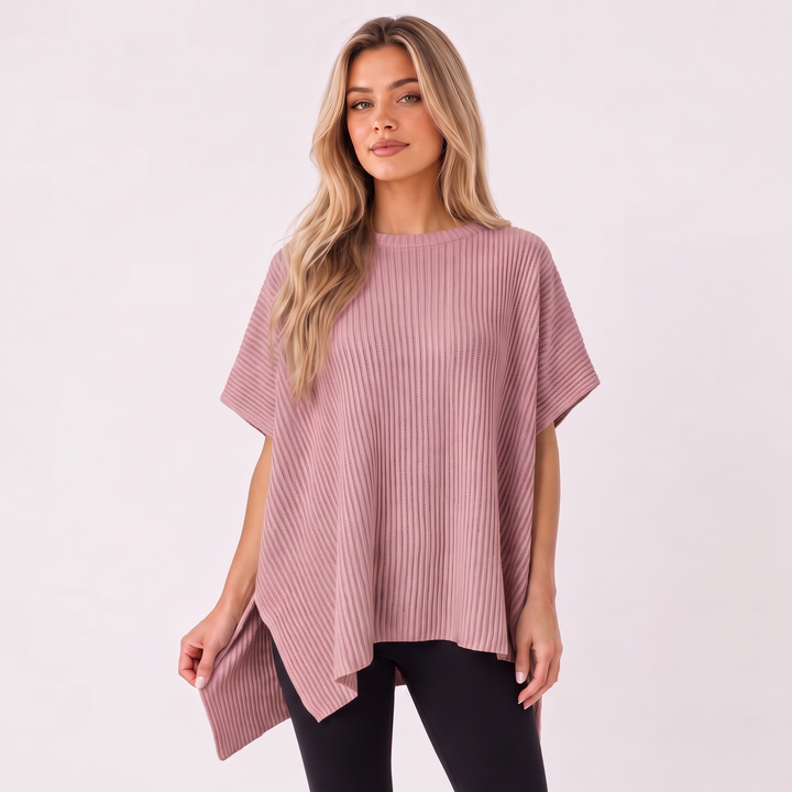 NOÉLLA Oversized Short Sleeve Sweater in Mauve - NOÉLLA