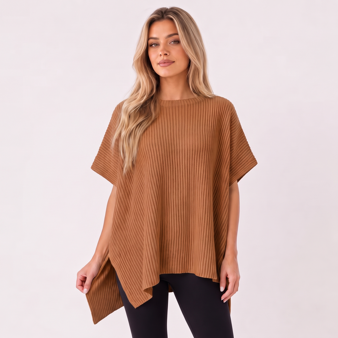 NOÉLLA Oversized Short Sleeve Sweater in Chestnut - NOÉLLA