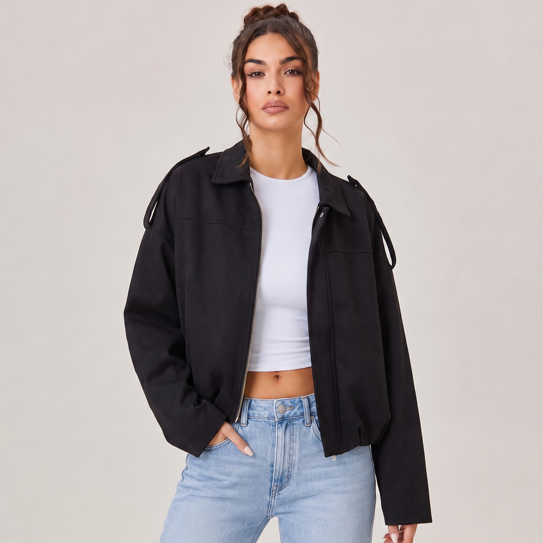 NOÉLLA Suede Bomber Jacket
