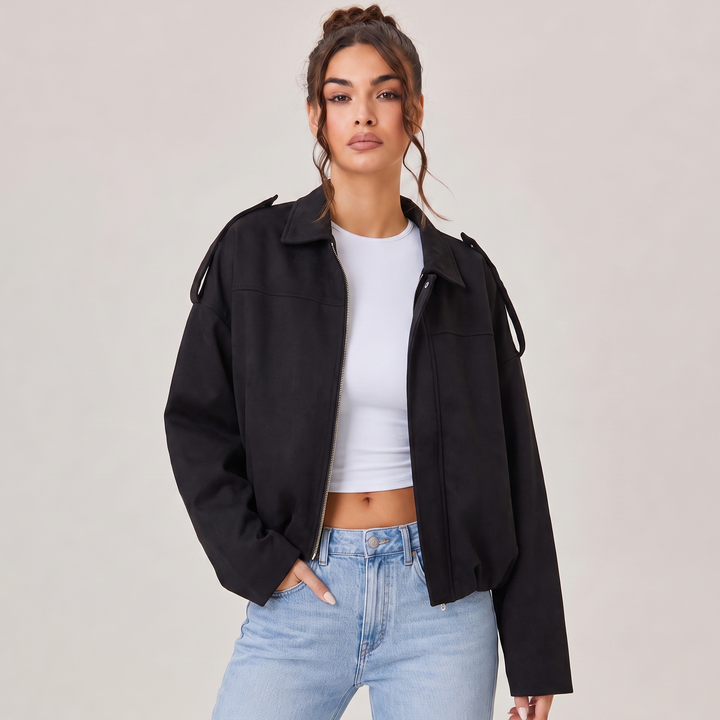 NOÉLLA Suede Bomber Jacket