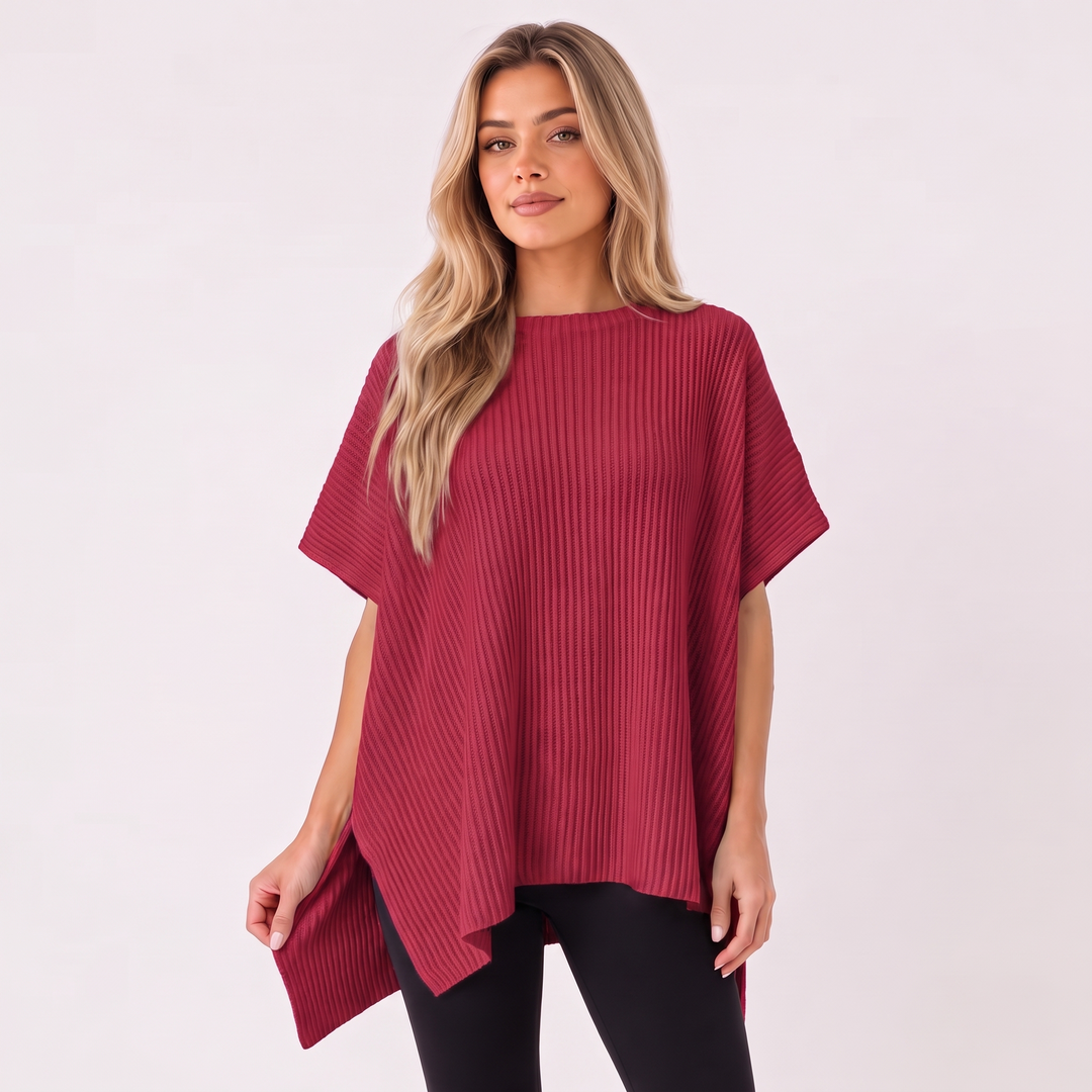 NOÉLLA Oversized Short Sleeve Sweater in Red - NOÉLLA