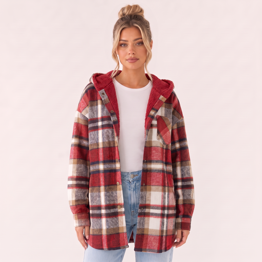 NOÉLLA Sherpa Flannel Hoodie