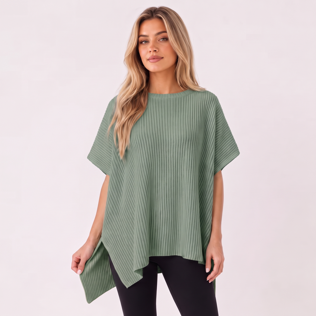 NOÉLLA Oversized Short Sleeve Sweater in Sage - NOÉLLA