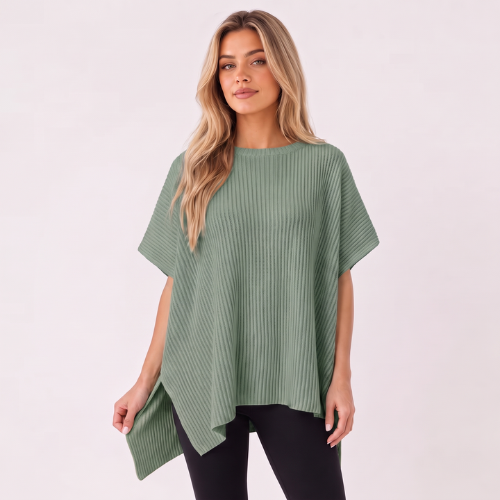 NOÉLLA Oversized Short Sleeve Sweater in Sage - NOÉLLA