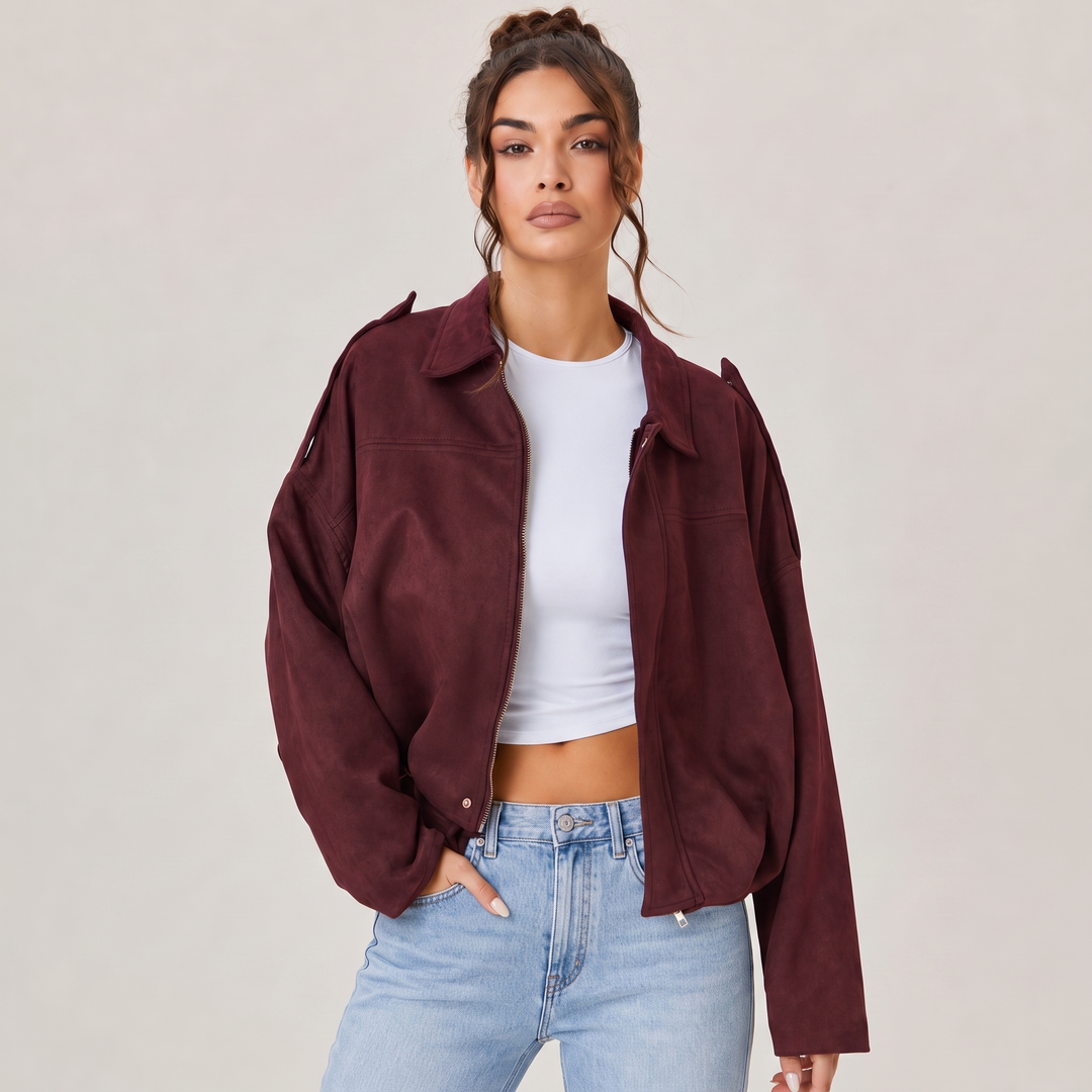 NOÉLLA Suede Bomber Jacket