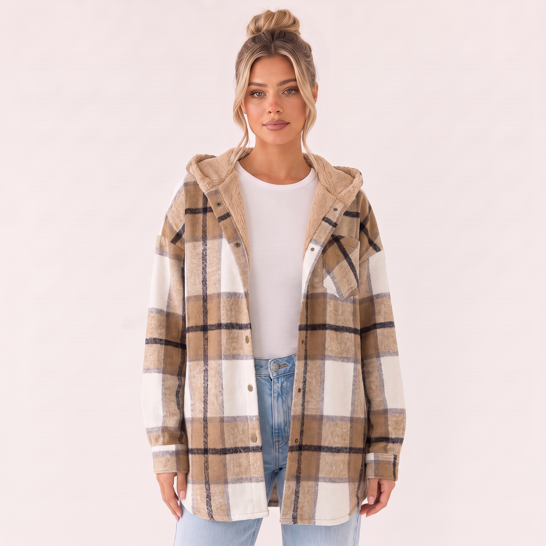 NOÉLLA Sherpa Flannel Hoodie
