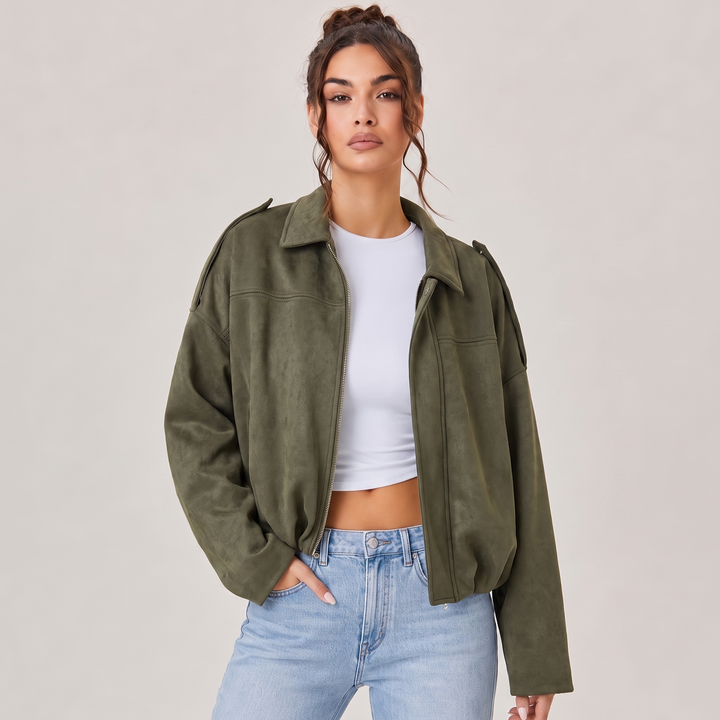 NOÉLLA Suede Bomber Jacket