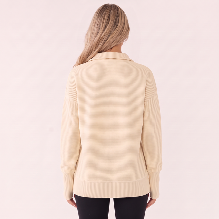NOÉLLA Ribbed Quarter Zip Pullover Sweater