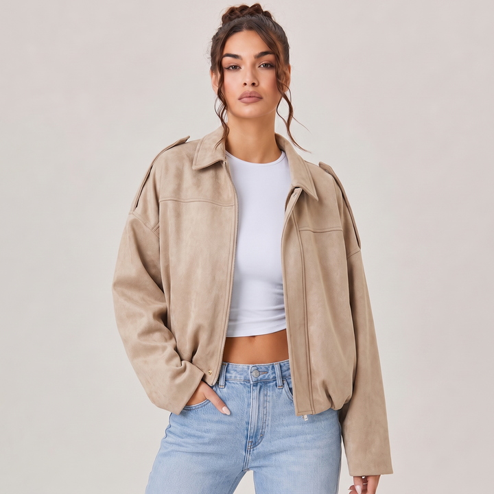 NOÉLLA Suede Bomber Jacket