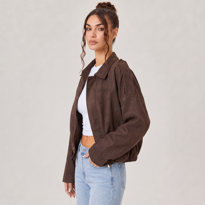 NOÉLLA Suede Bomber Jacket