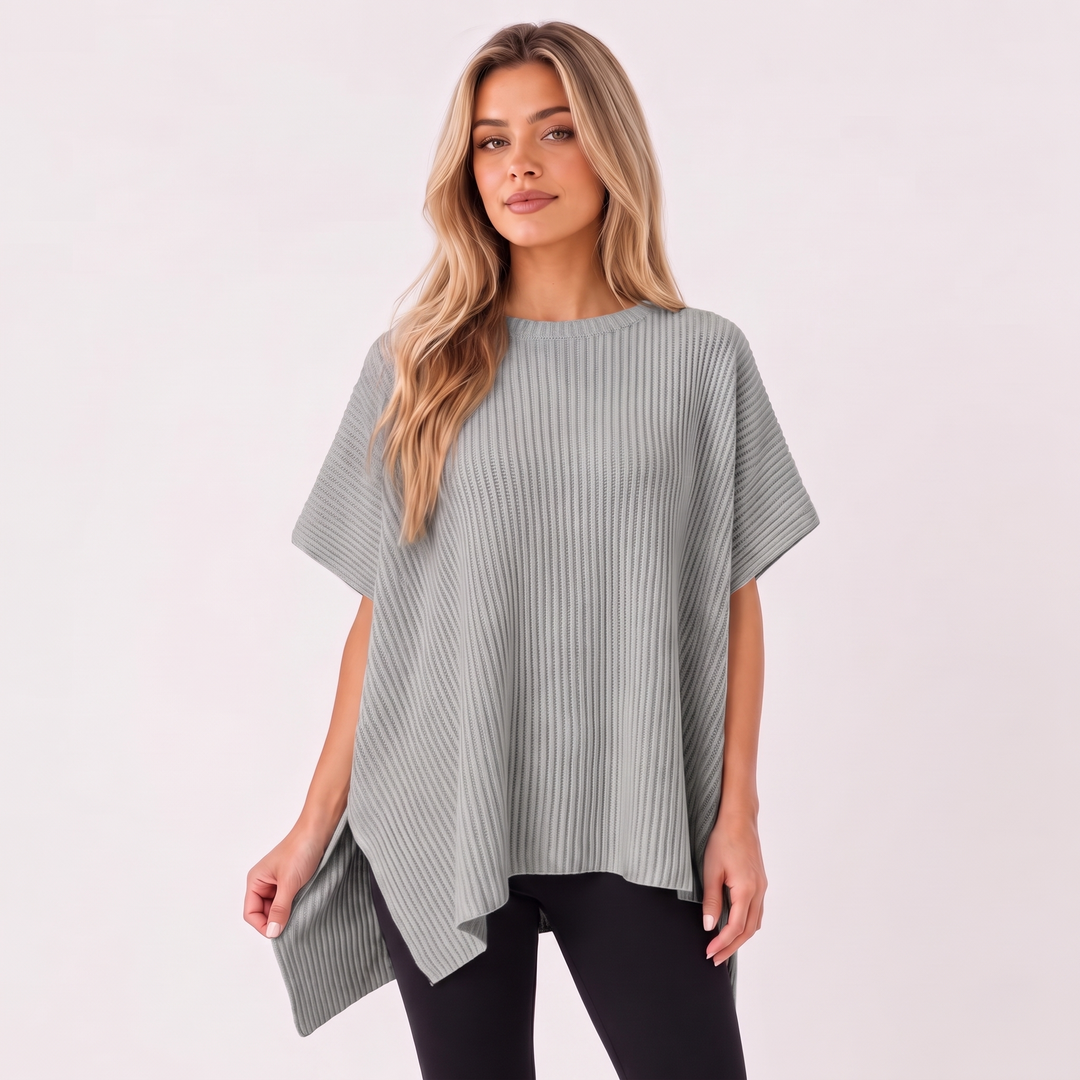 NOÉLLA Oversized Short Sleeve Sweater in Gray - NOÉLLA