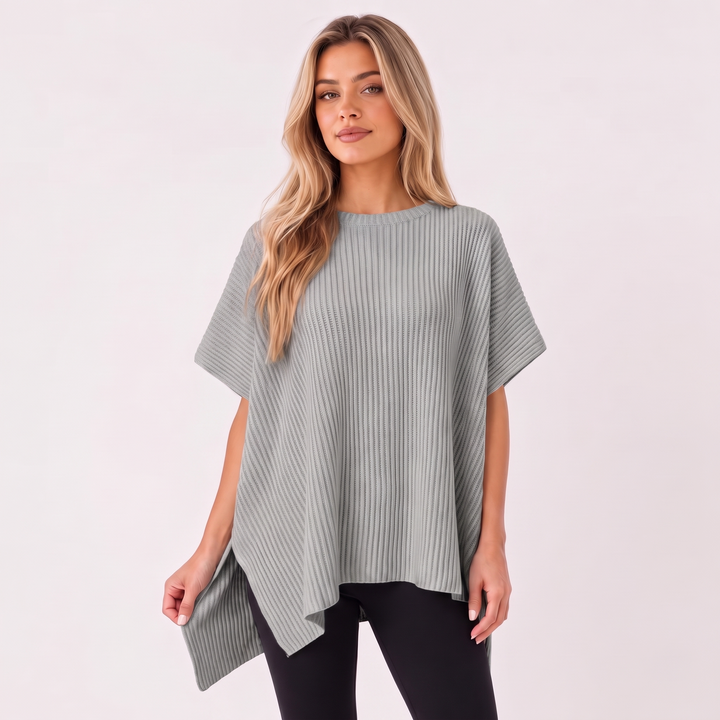 NOÉLLA Oversized Short Sleeve Sweater in Gray - NOÉLLA