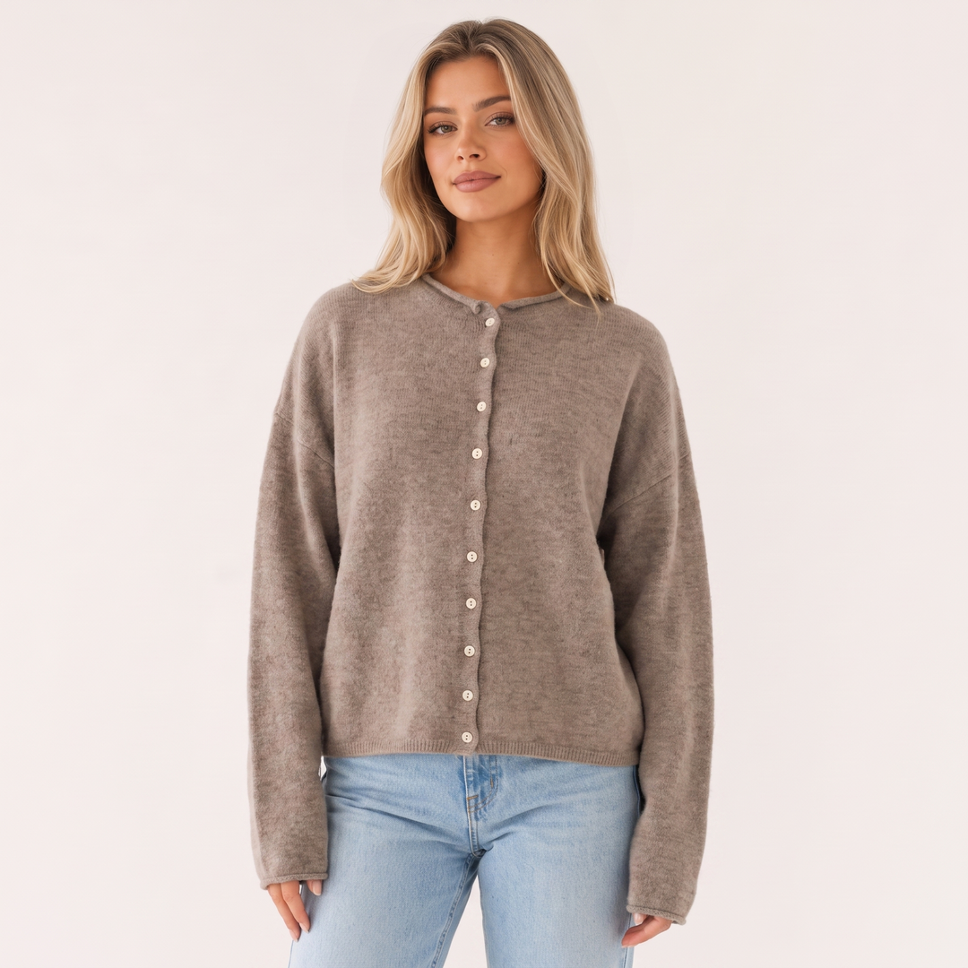 NOÉLLA Vintage Rolled Hem Cardigan