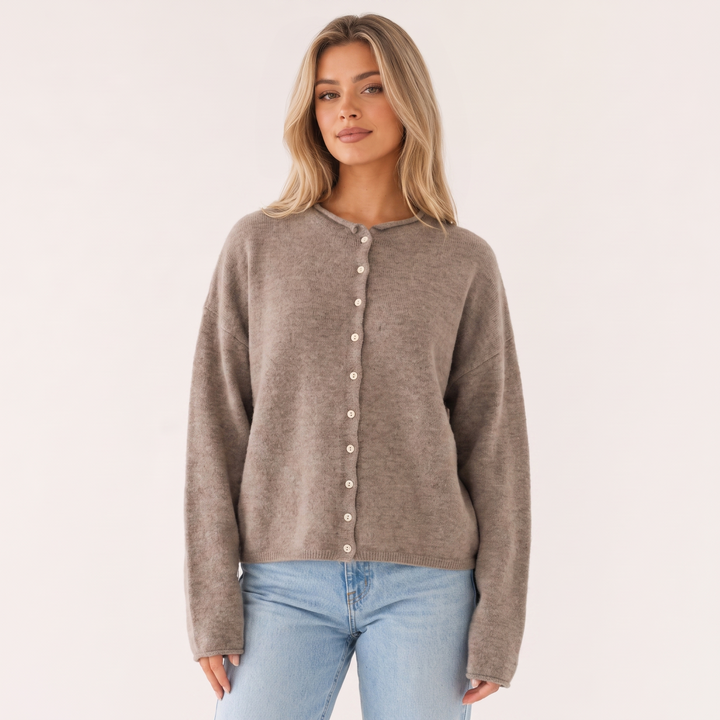 NOÉLLA Vintage Rolled Hem Cardigan