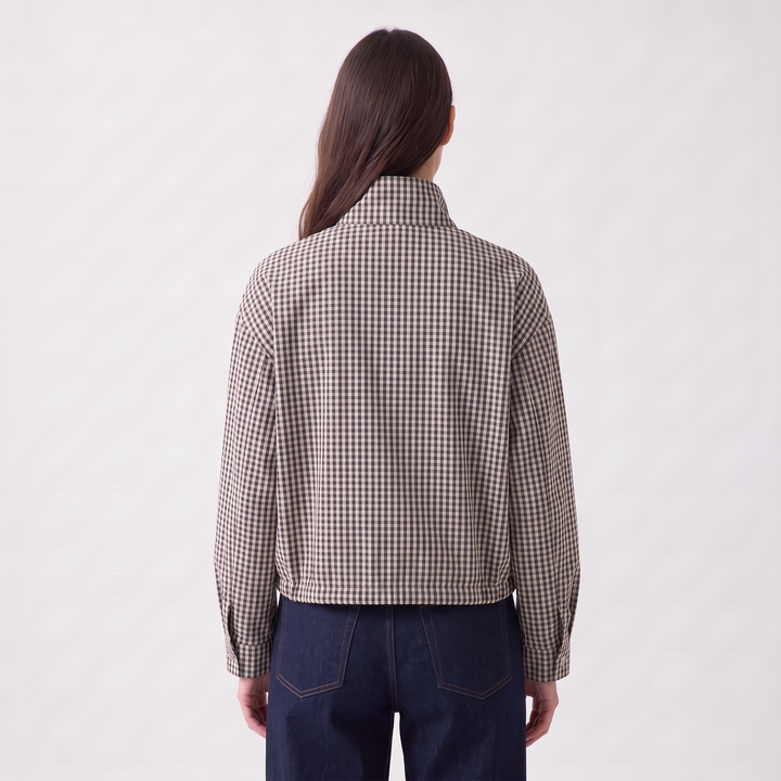 NOÉLLA Cropped Plaid Bomber Jacket