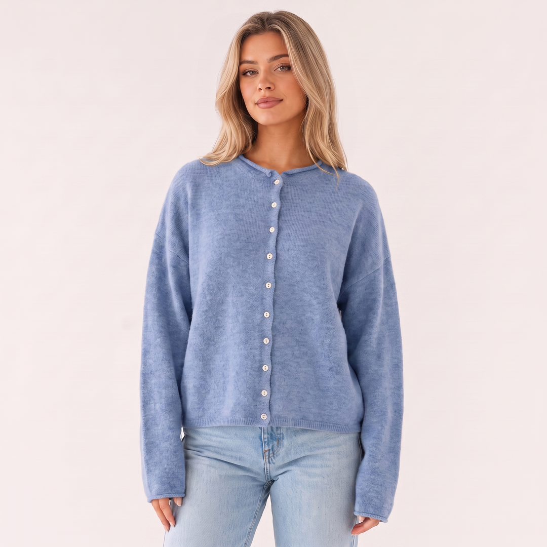 NOÉLLA Vintage Rolled Hem Cardigan