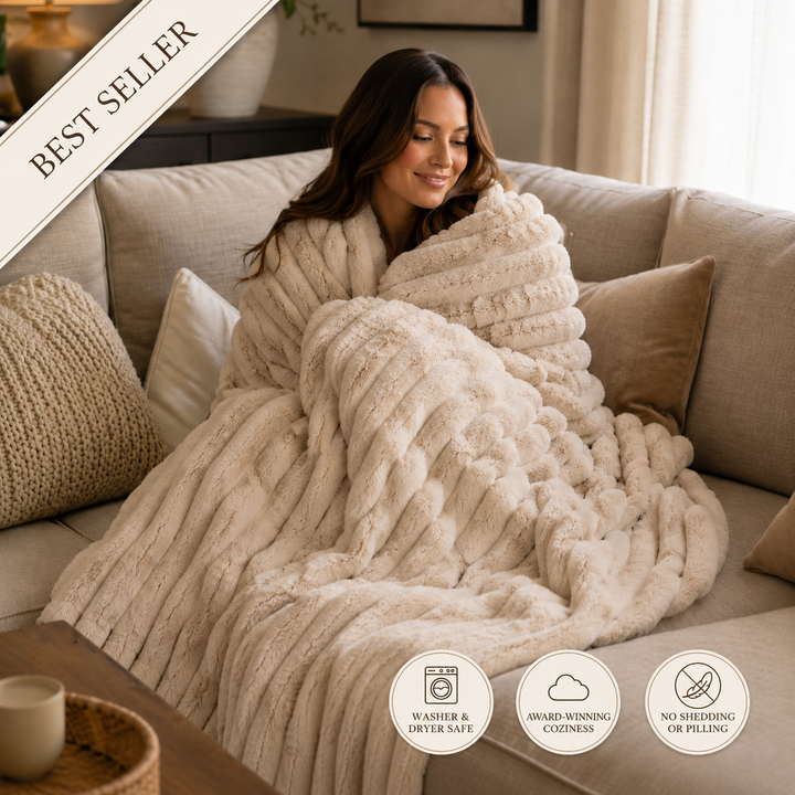 NOÉLLA Dreamland Blanket in Light Beige - NOÉLLA
