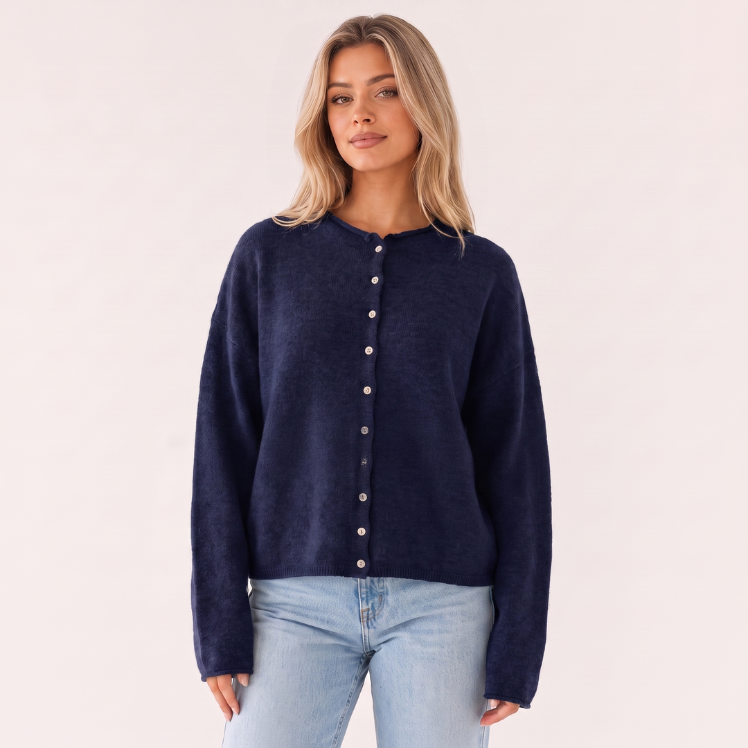 NOÉLLA Vintage Rolled Hem Cardigan