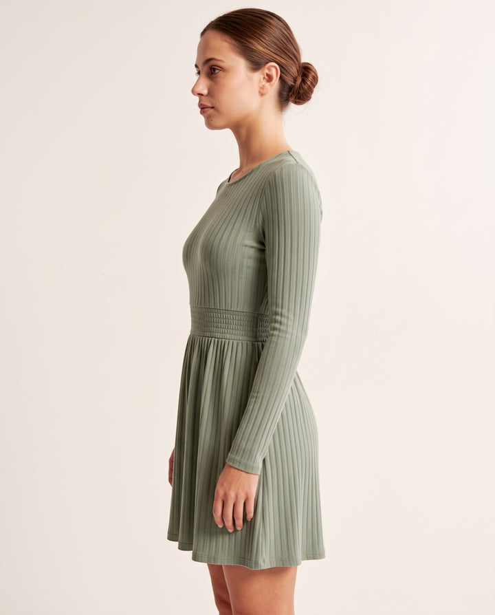 Ribbed A-Line Knit Dress