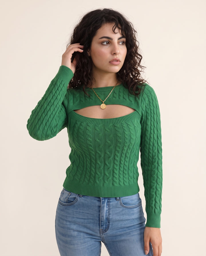 Open-Knit Long-Sleeve Sweater