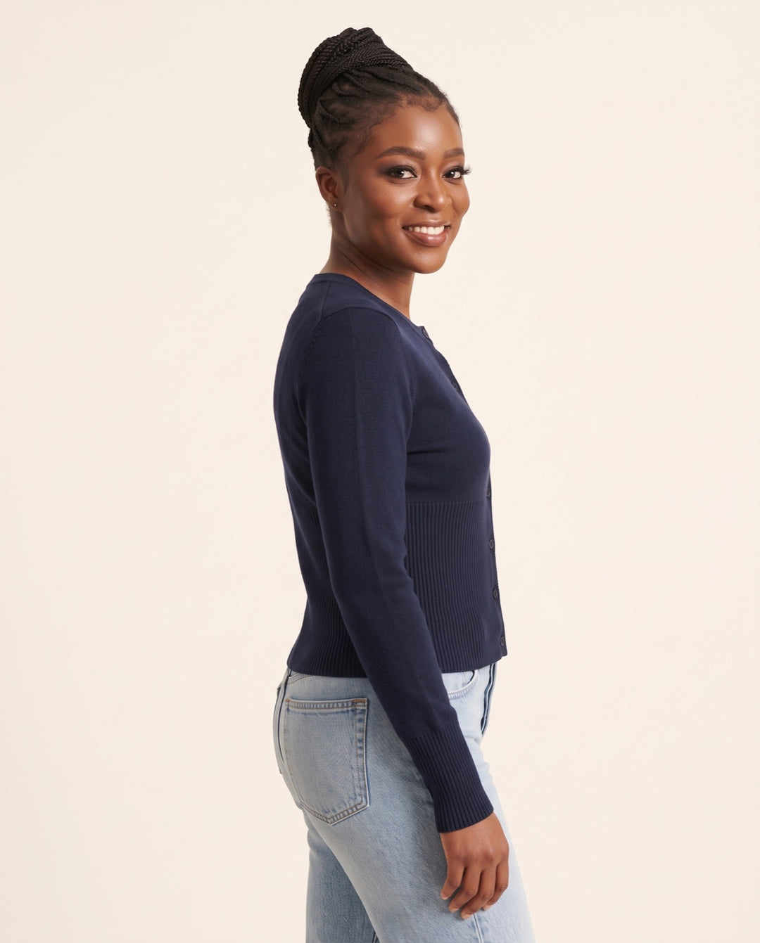 Ribbed Button Cardigan